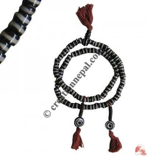 Stripes flat beads bone Mala