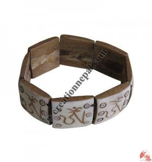 Om Mantra carved bone bracelet