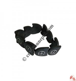 Peace signs carved bone bracelet