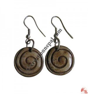 Spiral carved bone ear ring1