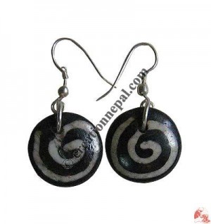 Spiral carved bone ear ring2