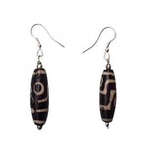 Dzi design bone ear ring
