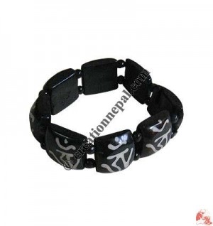 Fine beads Om mantra bone bracelet