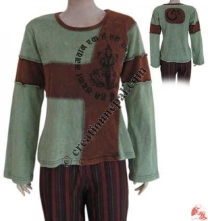 Two color cross patch rib t-shirt