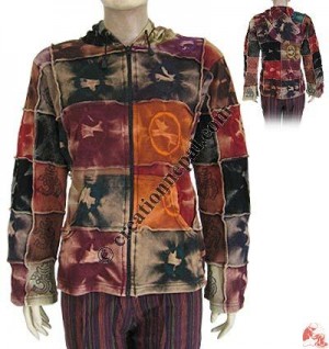 Tie-dye rib hooded jacket