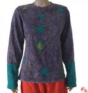 Stone wash rib full sleeve top