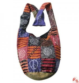 Layer-cut patch-work stone wash Lama bag
