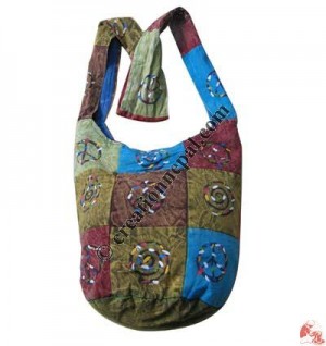 Peace sign prints patch-work bag