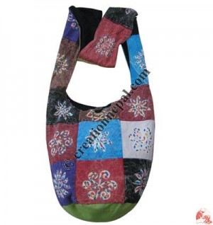 Patch-work stone wash cotton lama bag
