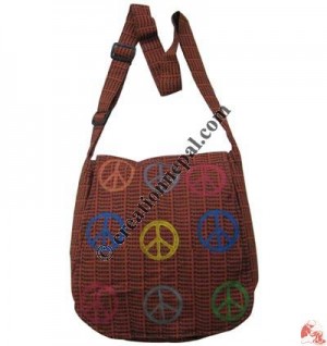 Front peace signs print flap bag