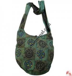 Patch-work print stone wash lama bag