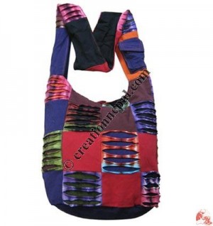 Plain and tie-dye layer cut patch-work bag