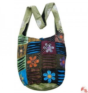 Flower and layer cut patch-work bag