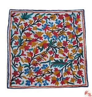 Flower embroidered cushion cover 