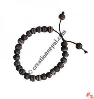 Decorated bone beads wristband