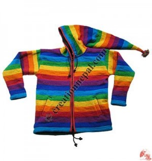 Rainbow stripes woolen jacket