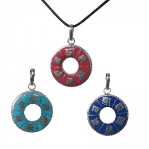 Om mani mantra circle pendant