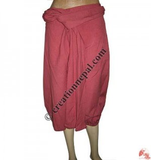 Front layer design print cotton half trouser