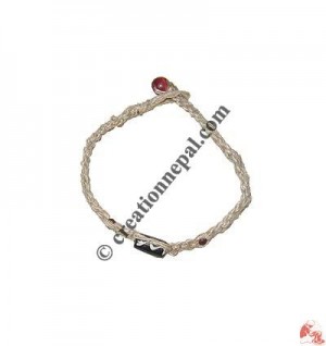 Bone bead decoration hemp bracelet