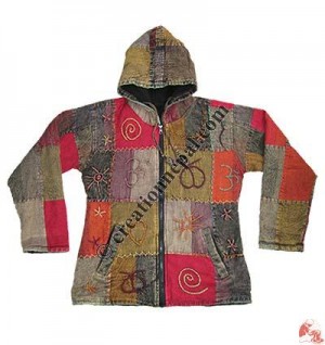 Hand emb khaddar patch-work jacket
