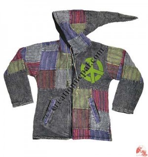 Hand printed patch-work cotton jacket