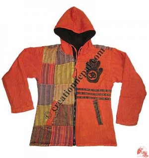 Patch-work and plain cotton jacket