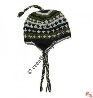 Stripes design woolen ear hat