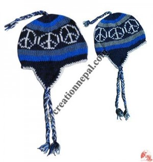 Peace woolen ear hat