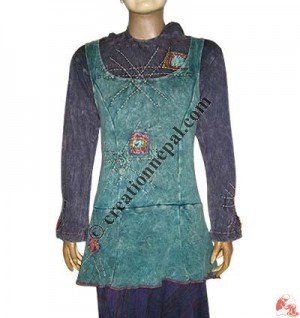 Hand embroidered rib 2-layer rib top