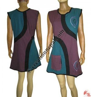Cotton 3-color joined mini dress