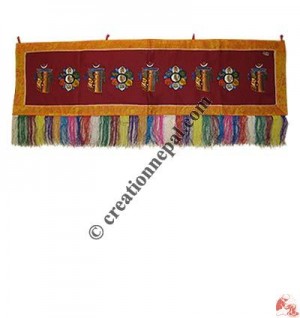 Round Om Mani and kalachakra horizontal brocade