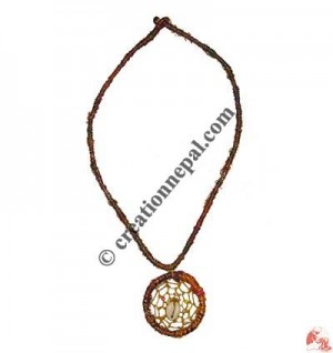 Recycled silk necklace with spider pendant
