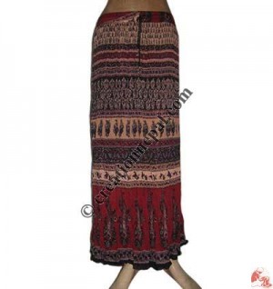 Stretched design printed long skirt2