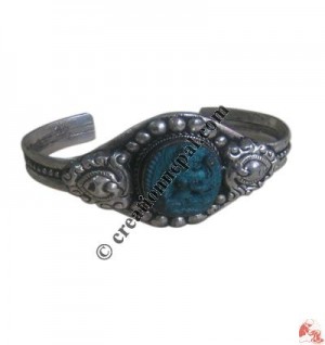 Buddha white metal bangle