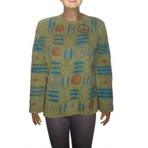 Hand embroidery, layer-cut rib t-shirt