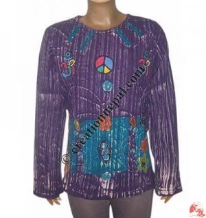 Hand embroidery and paints rib tie-dye t-shirt