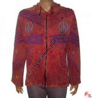 Hand embroidery, layer-cut stone wash rib hooded top 5