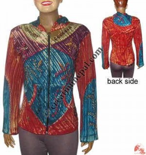 Hand embroidery patch-joined rib hooded top 7