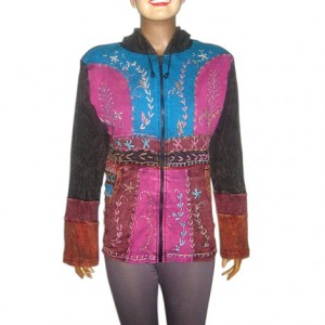 Hand embroidery patch-joined rib hooded top 10