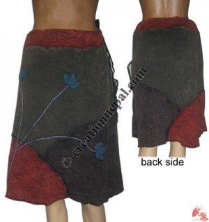3-color stone wash rib skirt