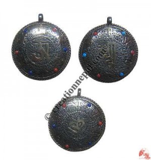 Two sided filigree mantra pendant