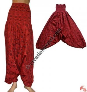 Printed cotton elastic trouser