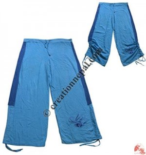 Loose-fit rayon flower embroidered trouser