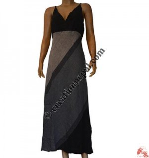 Cotton wide stripes long dress