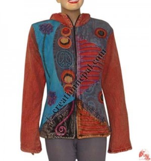 Shapes and flowers patch cotton jacket
