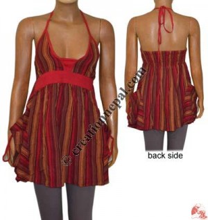 Stripes cotton string halter top