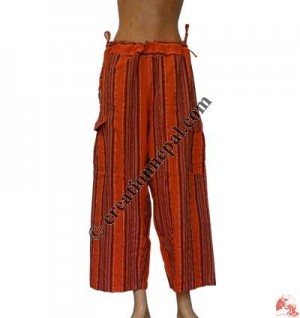 Cotton three quarter string trouser