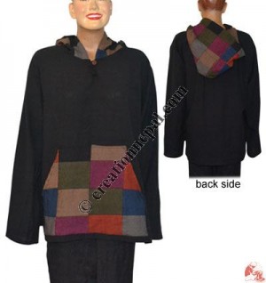 Shyama cotton patch-work pocket and hat pull over