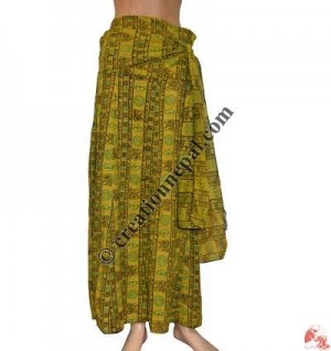 Printed cotton string design long skirt