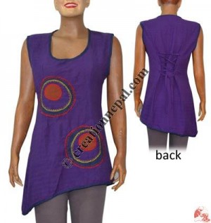 Sleeveless cotton circle design string top